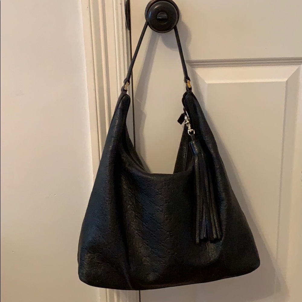 Gucci Guccissima Black GG Handbag Purse Hobo
